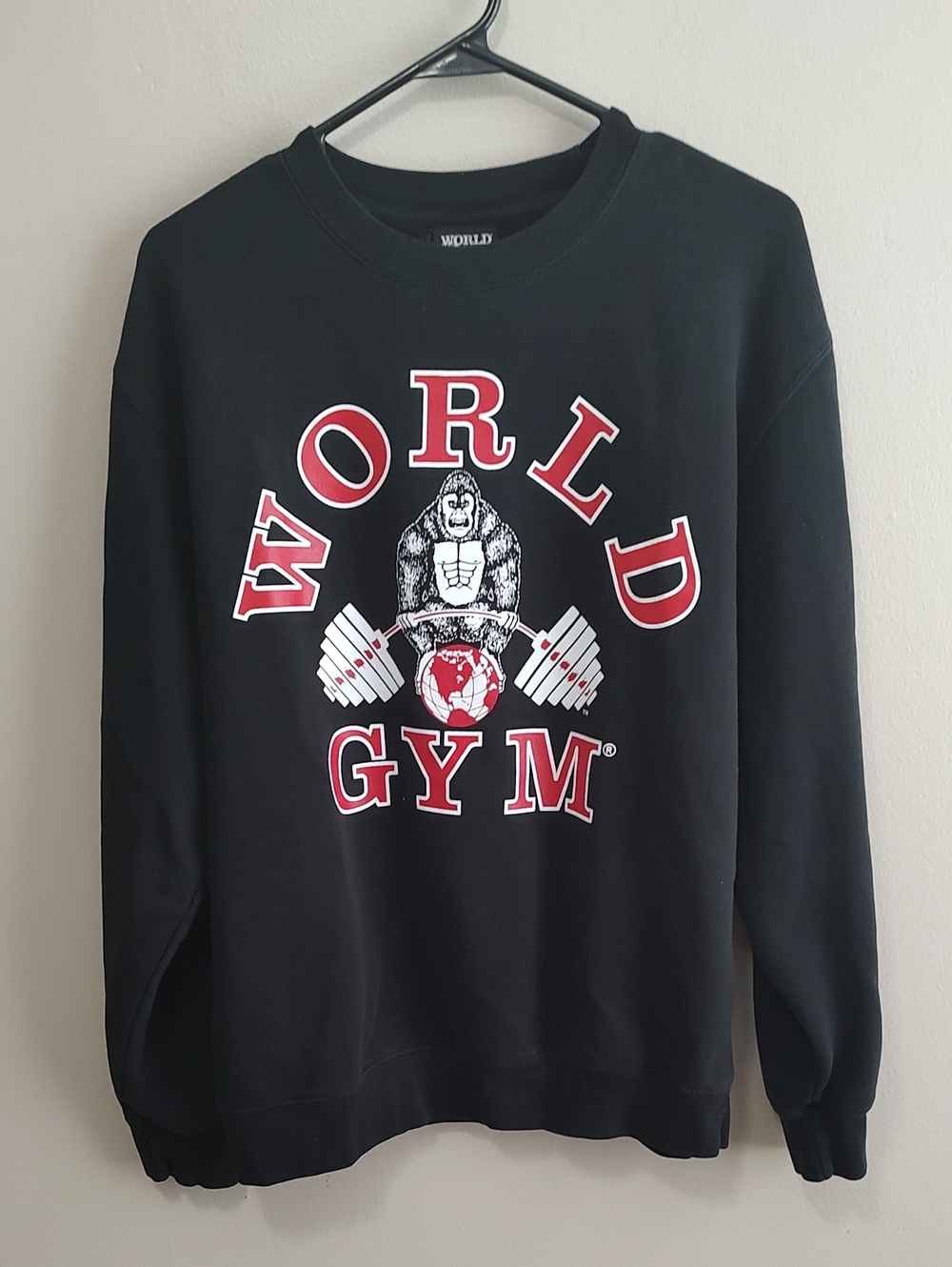 WORLD GYM Pullover Black Sweatshirt Men's Size Medium Excellent Condition
